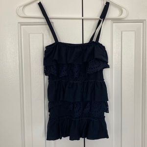Navy ruffle cami.